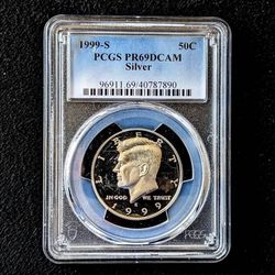 1999 S silver uncirculated deep cameo gem proof JFK half dollar coin