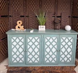 Ashly Mirimyn Antique Teal Door Accent Cabinet