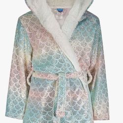 Sleep On It!  Girls Hooded Foil Print Mermaid Robe