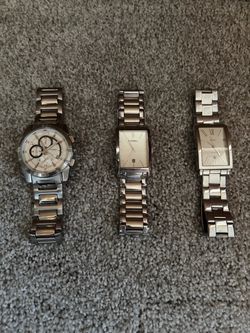 Fossil and Guess Stainless Steel Men's Watches - Lot of 3