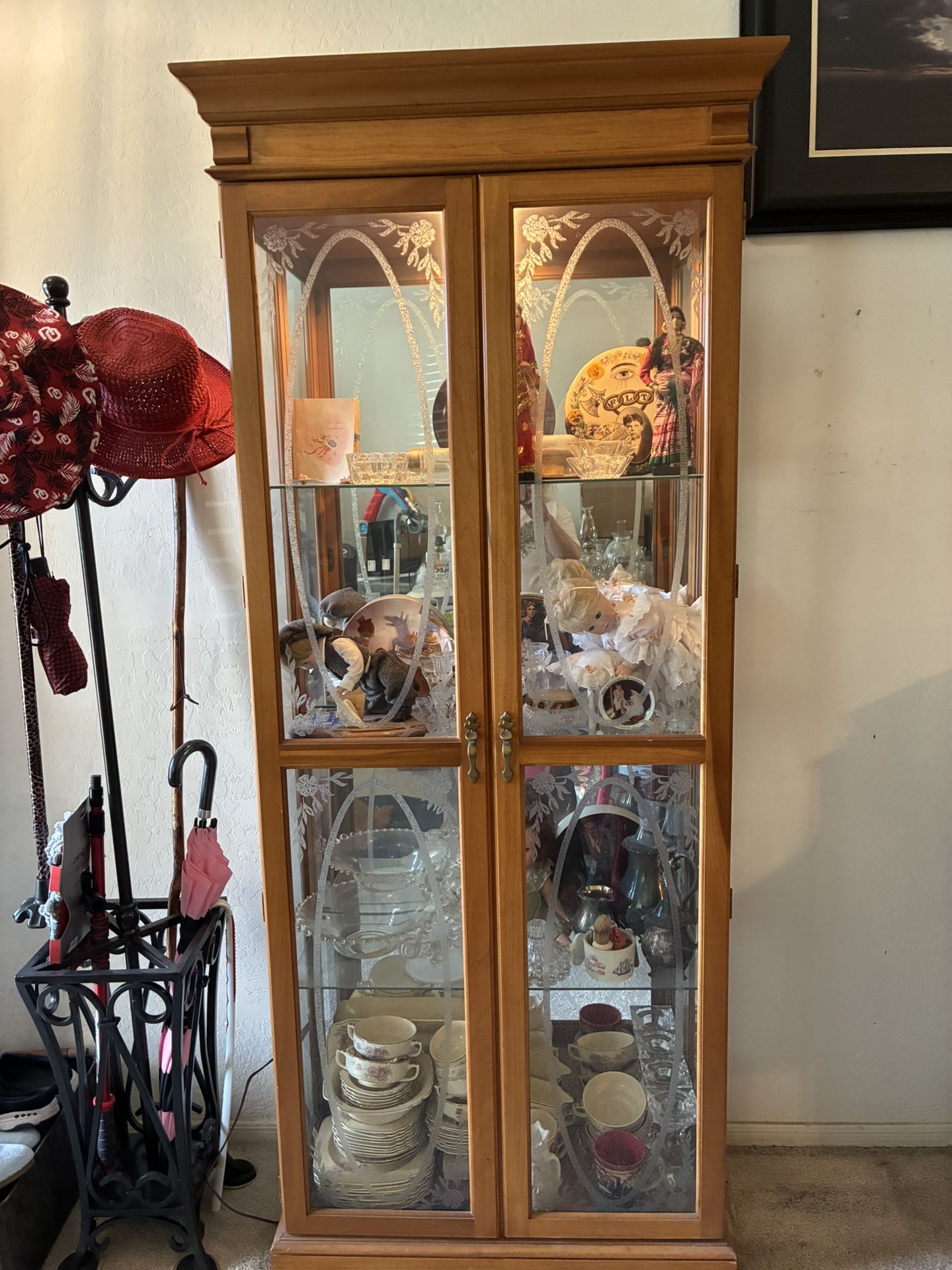 Pair Of Maple Curio Cabinets