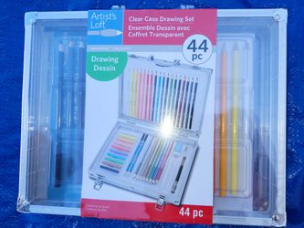 Clear Case Drawing Set. Art Set. Colored Pencils.  Soft Pastels. Metallic Pencils. Sketching Pencils Blender Eraser Sharpener Drawing Pad. Dibujar.