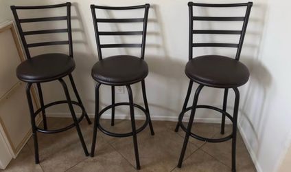 Swivel Barstool, Hammered Bronze Finish, Set of 3 Brown