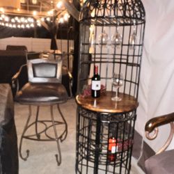 Wine Rack Bar & High Swivel Chairs
