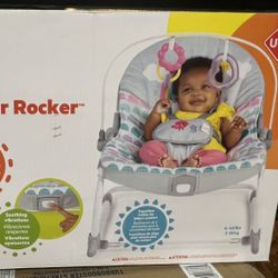 Bright Starts Rosy Rainbow Infant to Toddler Baby Rocker with Vibrations Newborn Unisex