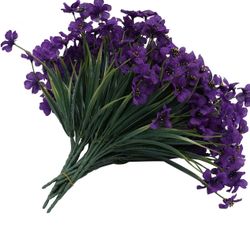 Brand New 16 Bundles Artificial Flowers Purple Outdoor Plant No Fade Fake Flowers
