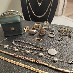 Lot of Vintage Jewelry - Sterling Silver & Plated Jewelry - Gemstone Jewelry