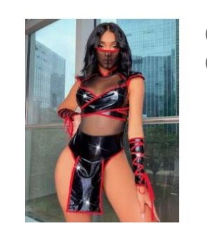 Red & Black Mesh Costume