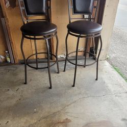  2 Bar Stools Brown 