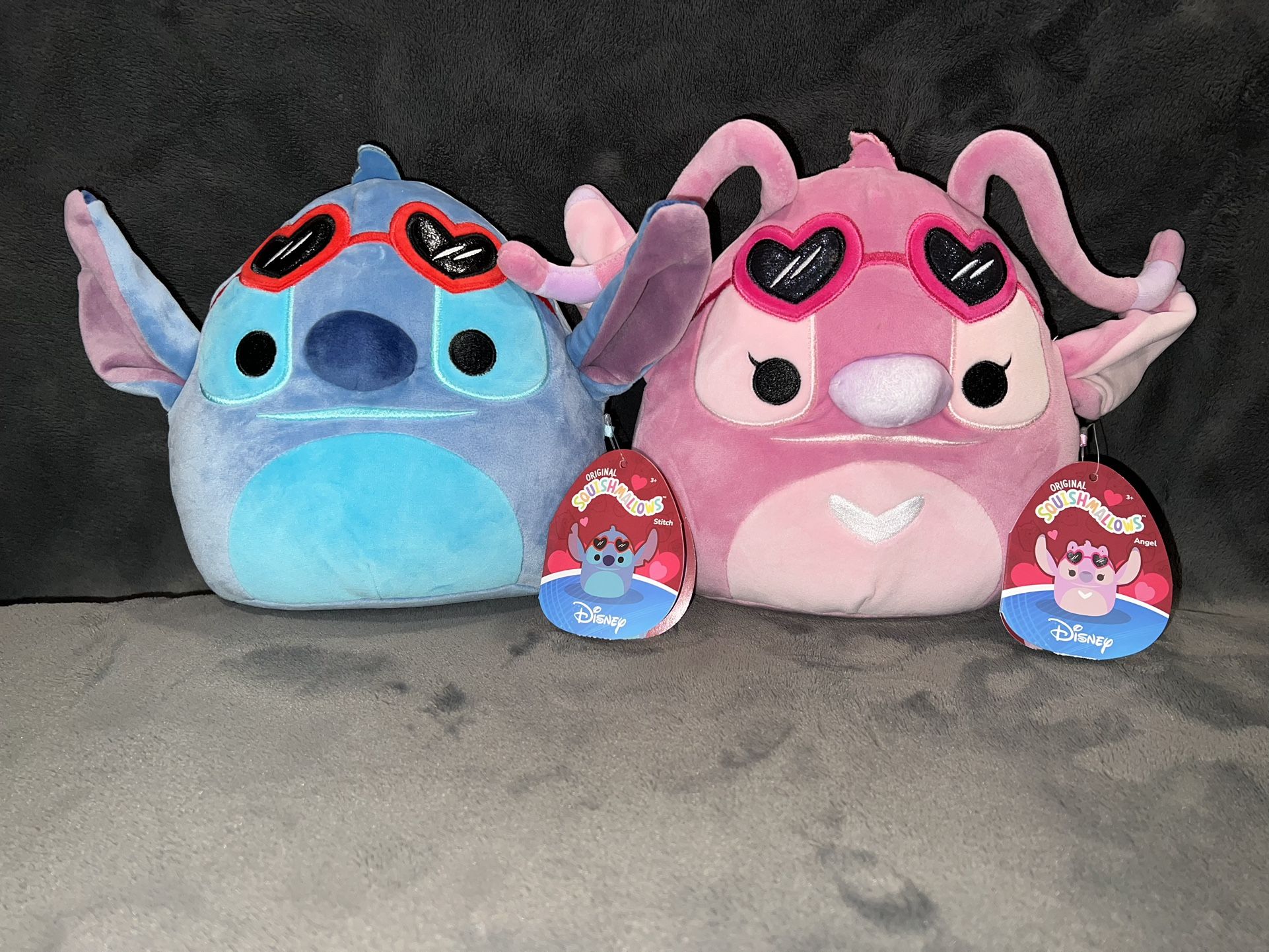 2024 Disney Stitch And Angel Valentines With Heart Glasses Squishmallow 8’
