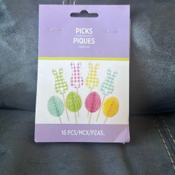 New 16 Piece Bunny Egg Picks 4 Inch Appetizer Cupcake Decoration