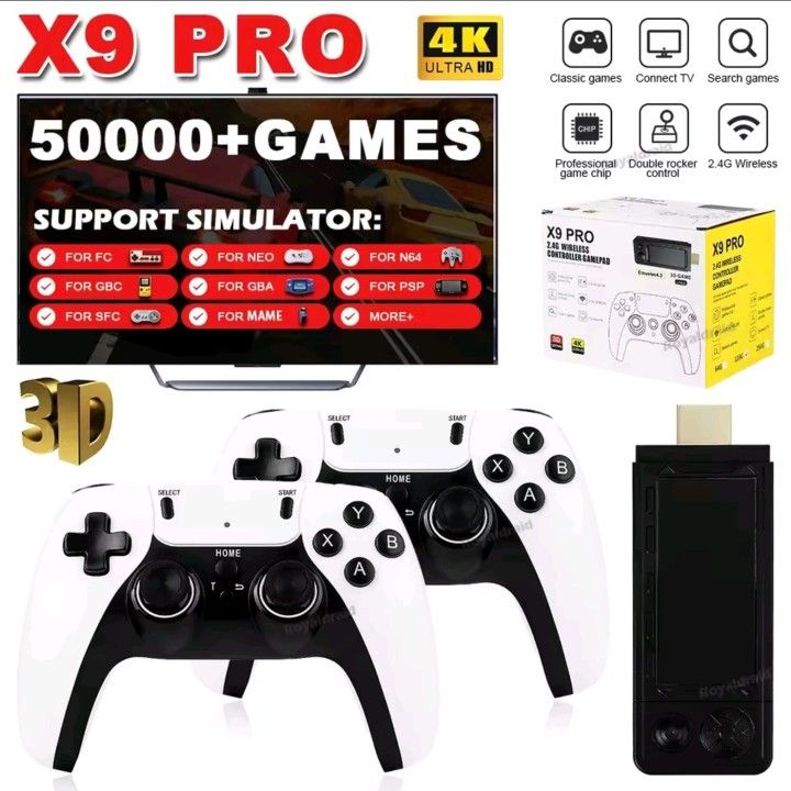 Retro Game Console Stick | 20,000+ Classic Games | Plug & Play HDMI | 2 Wireless Controllers