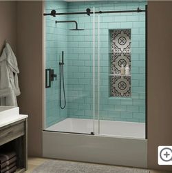 Aston Coraline XL 70" High x 60" Wide Sliding Frameless Tub Door with Clear Glass