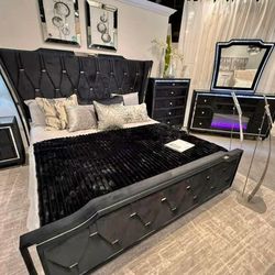 New 4pc bedroom set in box buy now pay later $49 down. I credit needed