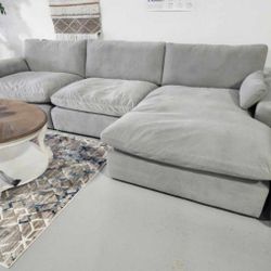 Sophie Gray Cloud Collection Modular Sectional Couch With Chaise Deep Seating Reversible Cushions 