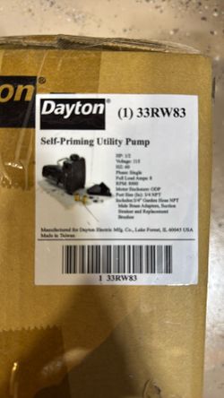 Dayton Self Priming Utility Pump Model 33RW83