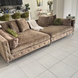 Gold Couch and Barstools 