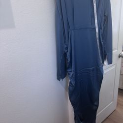 Blue Satin Modest Dress, 2X