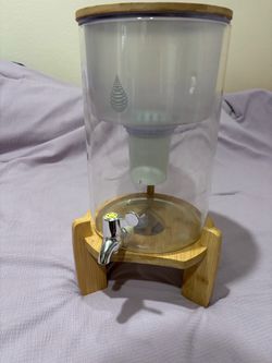 Glass Water Filter Dispenser with Bamboo Stand invigorated