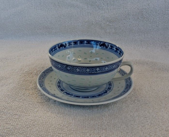 Chinese blue and white porcelain cup and saucer