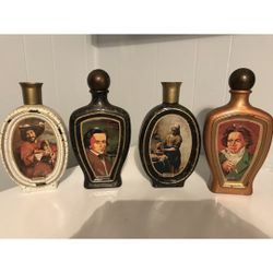 vintage jim beam whiskey decanter bottles Beethoven Bag Piper Chopin Maidservant