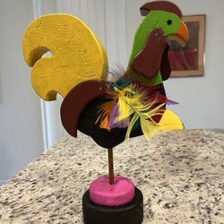 Carved Wooden Rooster - Hand Painted 