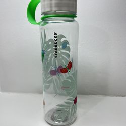 Starbucks Water Bottle Summer Palms Bugs Insects Flowers Monstera 18 oz 2017