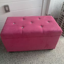 Pink Velvet Tufted Storage Ottoman Bench