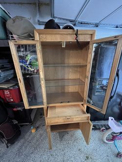 2 Mid Century Modern Oak Hutches