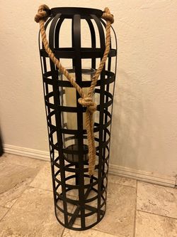 Tall Black Metal Cage Candle Lantern