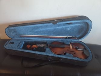 Mendini by Cecilio 3/4 Violin Set For Beginners - Hand Carved Acoustic Violins Kit - Fiddle Solid Wood Kit with Hard Case, Bow, Shoulder Rest, Bridge 