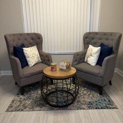 Two Grey Sitting Chairs 