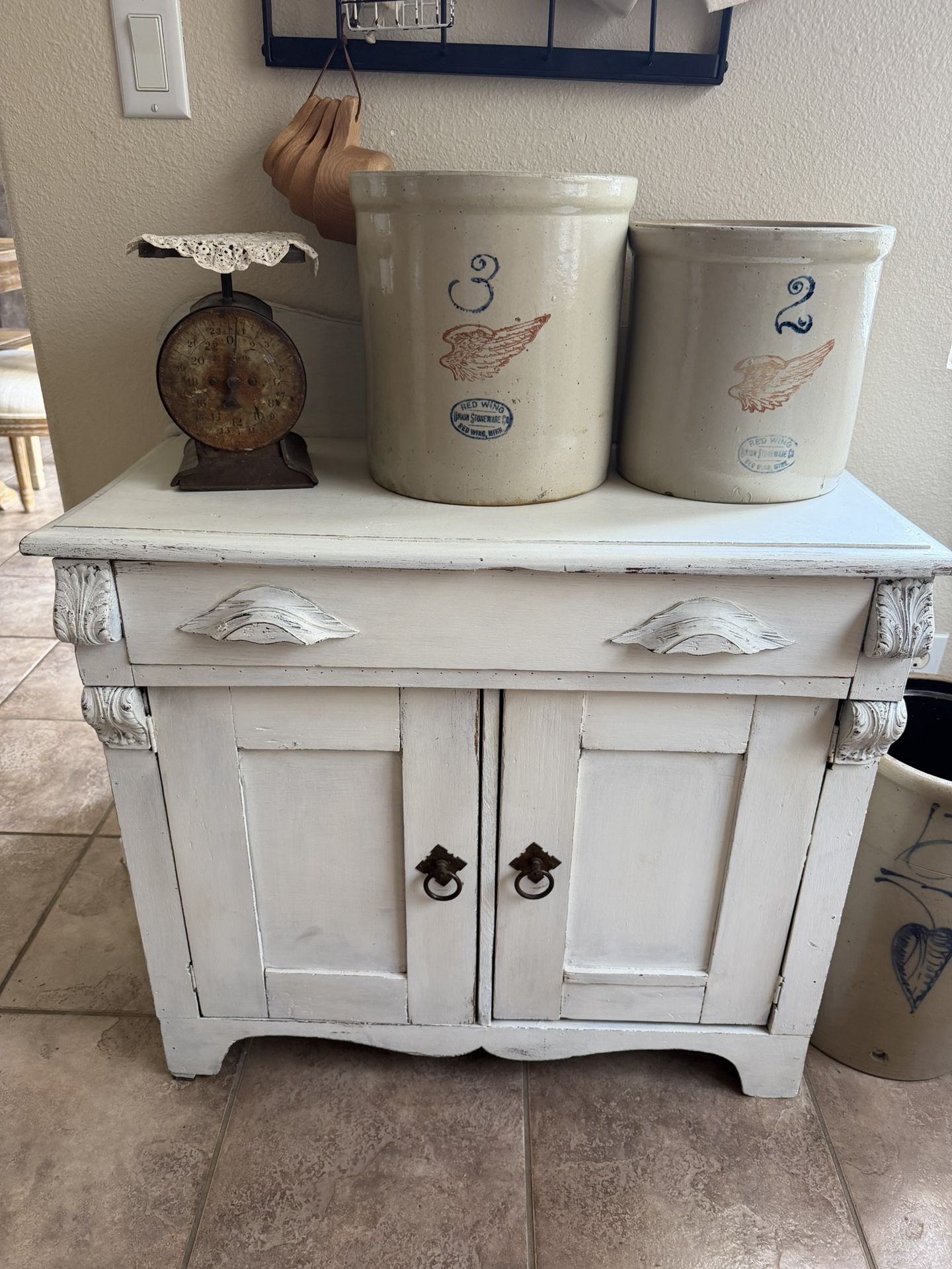 White Antique Cabinet