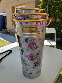 Mackenzie-Childs Flower Market Galvanized Flower Buckets, Set of 3