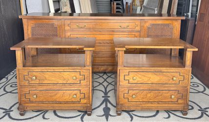 MCM Walnut Bedroom Dresser and Nightstands