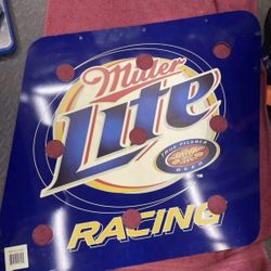 MILLER LITE Nascar RACING True Pilsner Beer Rusty Wallace Advertising Sign Fo Bar or Mancave