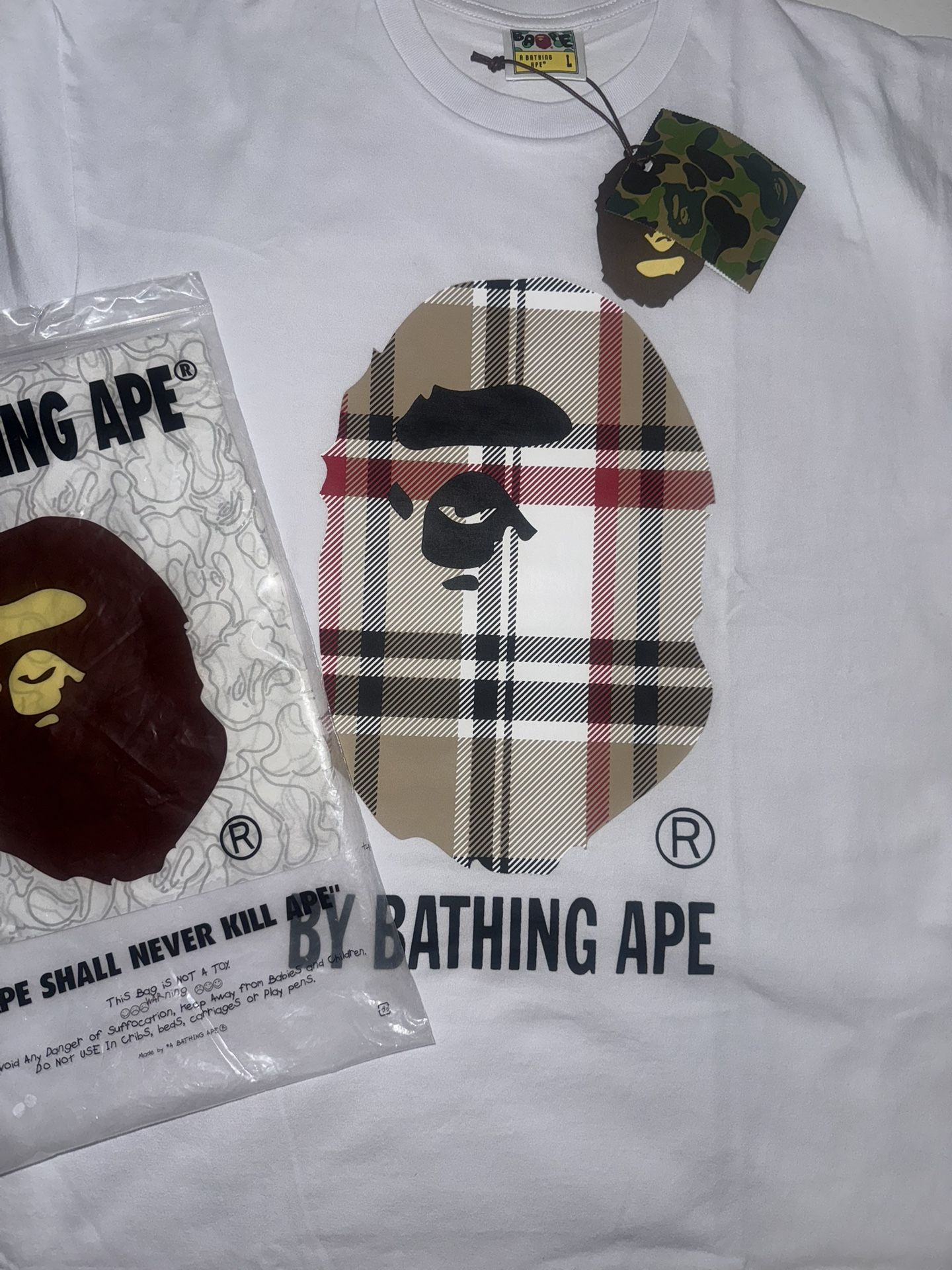 Bape Burberry T-Shirt Size L