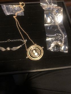 Harry Potter jewelry Time turner metal not plastic necklace, golden snitch necklace and bracelet