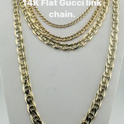 14K 💯 flat Gucci link chain. brand new, in stock.