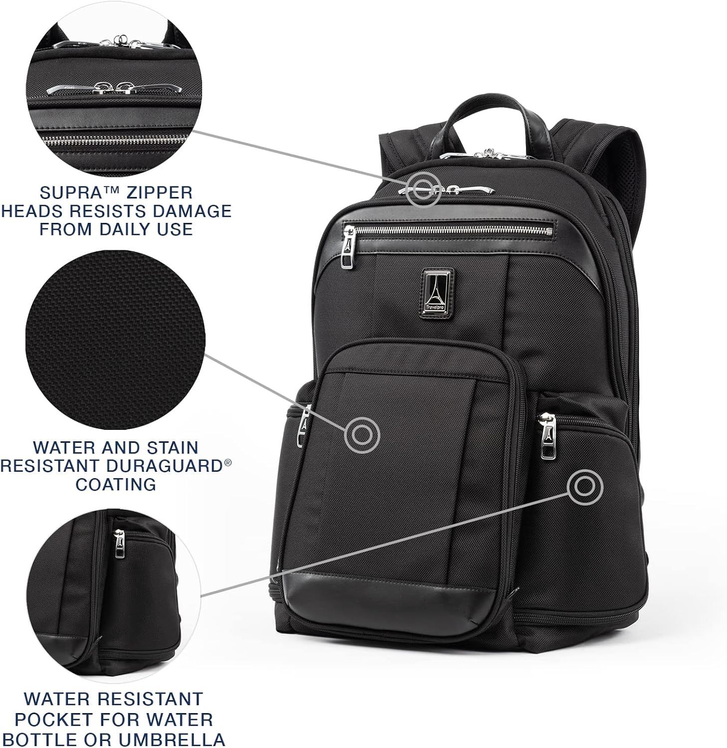 Travelpro Platinum Elite Business Laptop Backpack, Fits up to 17.5 Inch Laptop, Work, Travel, Men and Women, Shadow Black