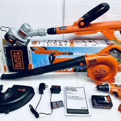 BLACK+DECKER 20V Cordless Drill/Driver, Leaf Blower, String Trimmer/Edger & Power Connect 2.0Ah Lithium Ion Battery