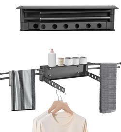 Wall Mounted Drying Rack, Aluminium Free Swinging Folding Drying Towel Rack Heavy Duty Wall Mounted Clothes Rack with 50lb Load Capacity, Foldable Spa