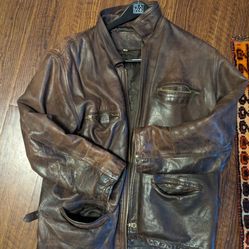 Leather Jacket, Brown, XL 