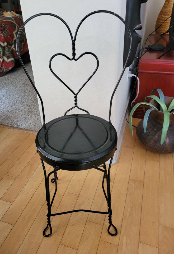 Four (4) Antique Iron Heart Shaped Ice Cream Chairs