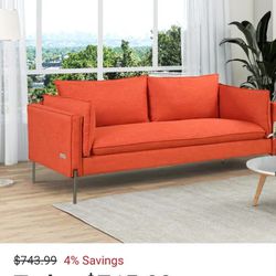 Brand New Beautiful Orange Modern 3 Seat Sofa