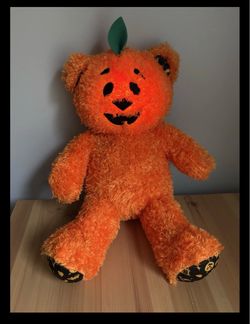 Build A Bear Orange Pumpkin Jack-O-Lantern Halloween Stuffed Plush Lights Up!