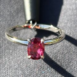 0.74ct Natural Oval Ruby – 14K White Gold Engagement Ring (James Allen, IGI Certified)
