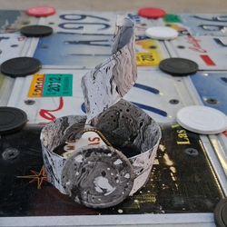 One Of a Kind Chess Table And Pieces All Made From License Plates