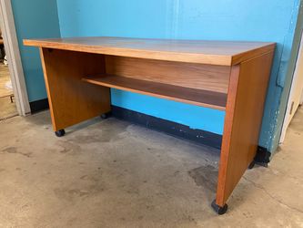 Teak Rolling Office Desk