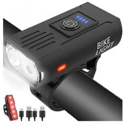 Bike Light, High Lumens Super Bright Bicycle Lite, 6+4 Modes USB Rechargeable Bike Headlight & Taillight Set, Waterproof Safety Bike Front & Rearlight